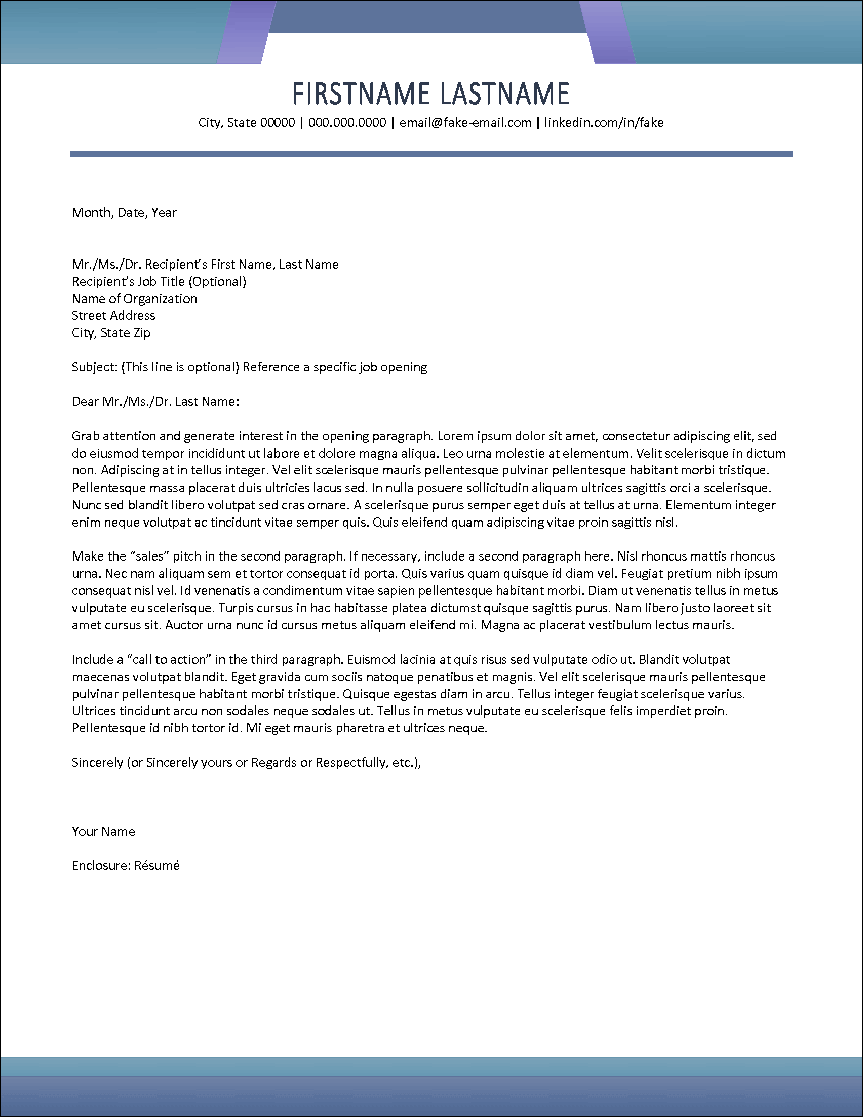 Social Work Cover Letter Template