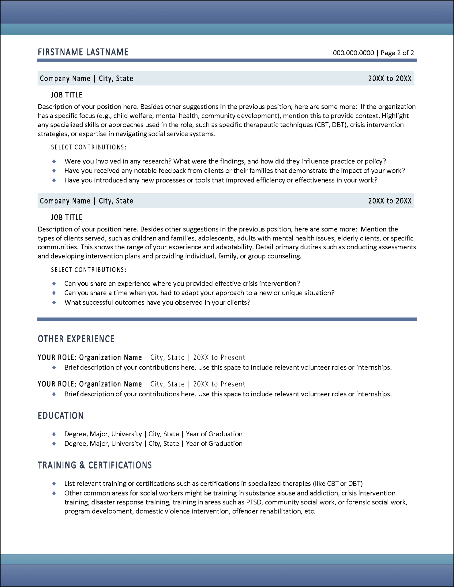 Curated visual reference: Specialized Social Work Resume Template Photo Inspiration
