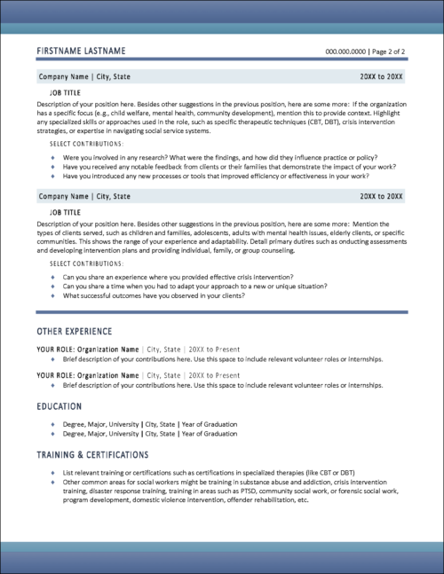 Social Work Resume Page 2