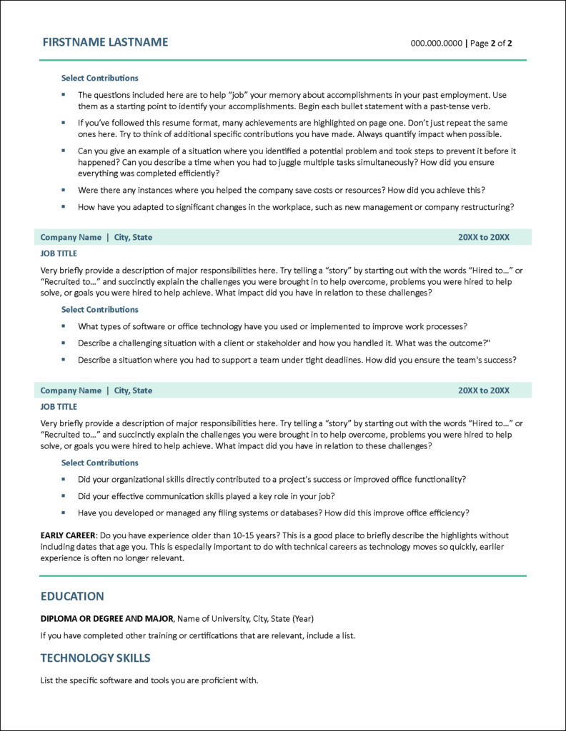 Tailored Administrative Assistant Resume Template | Distinctive Templates