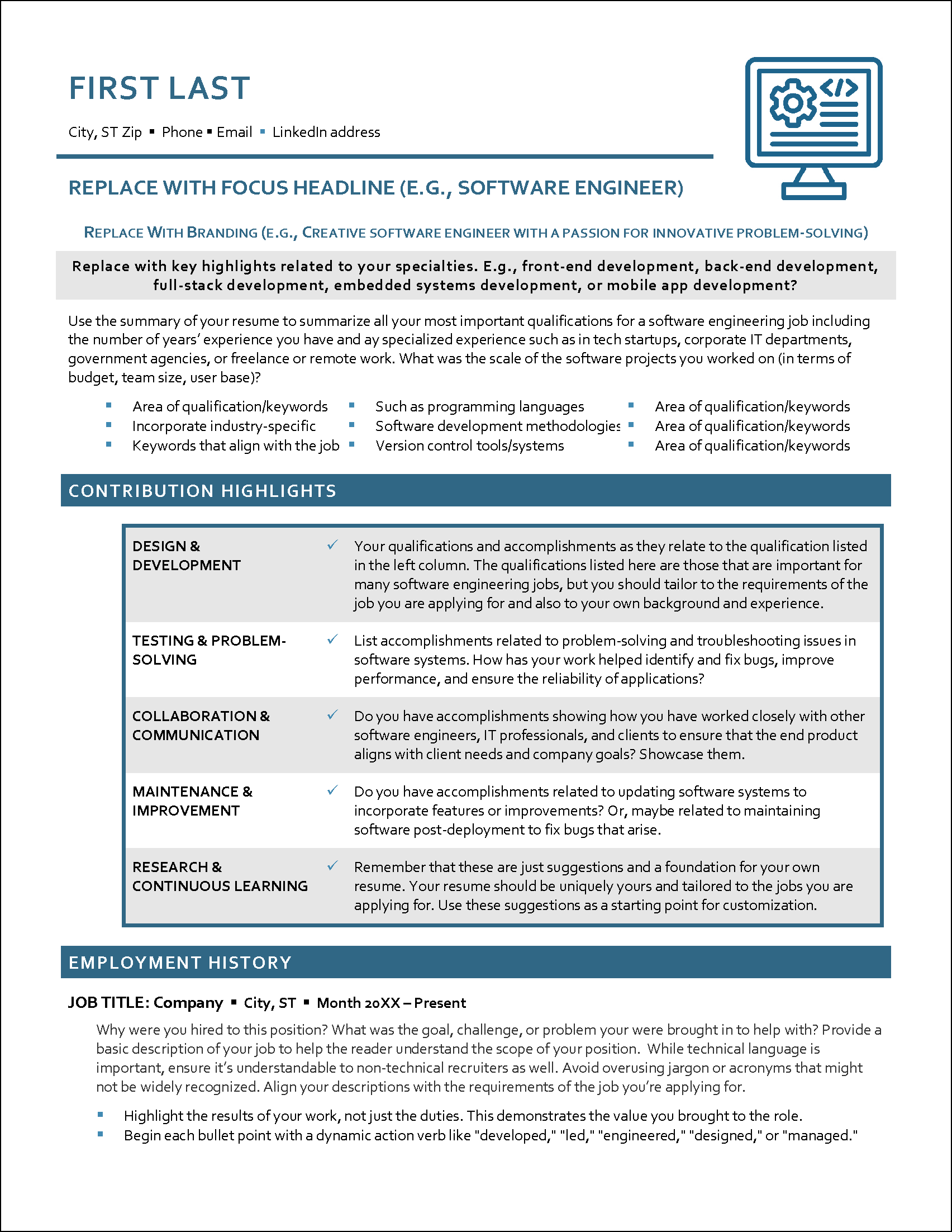 Software Engineer Resume Page 1