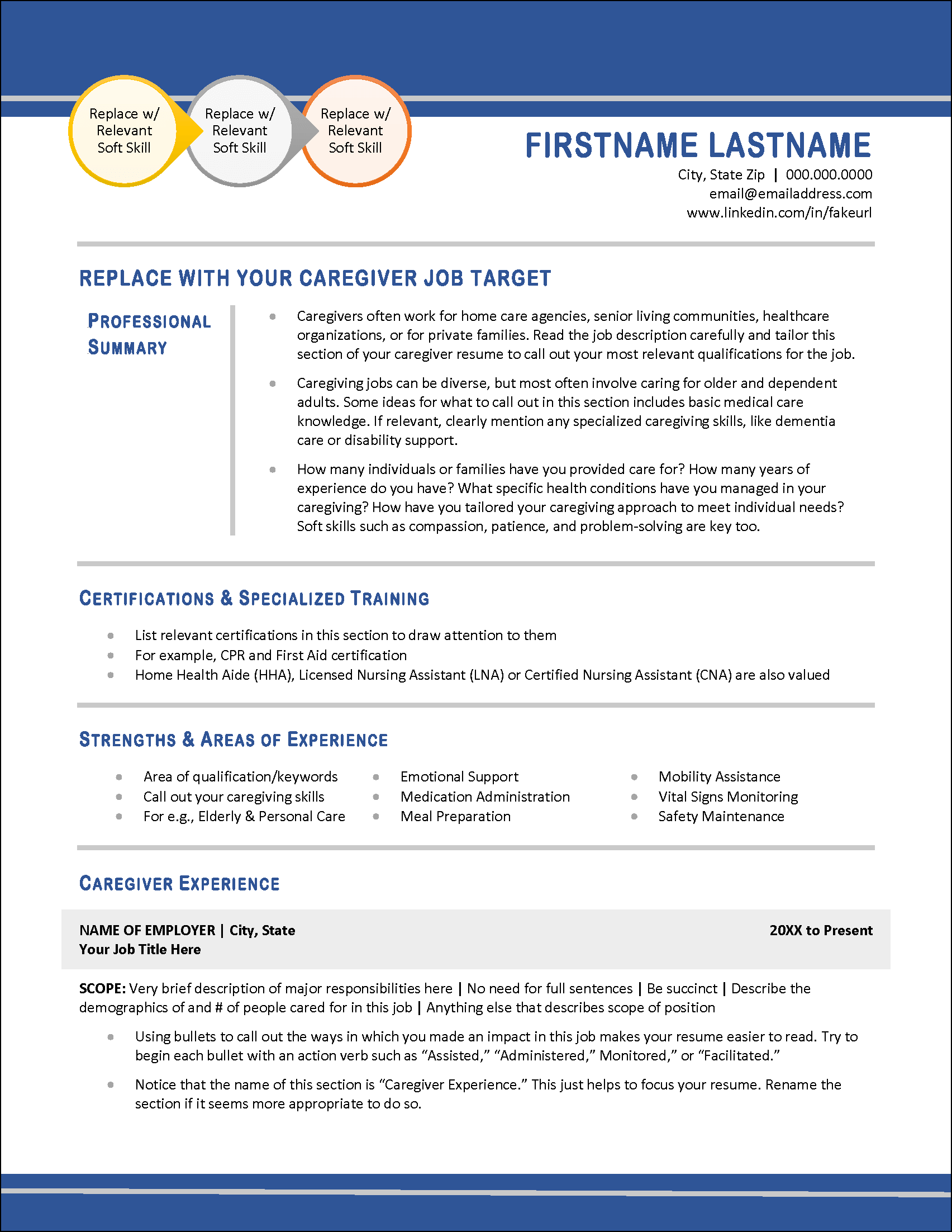 Caregiver Resume Page 1