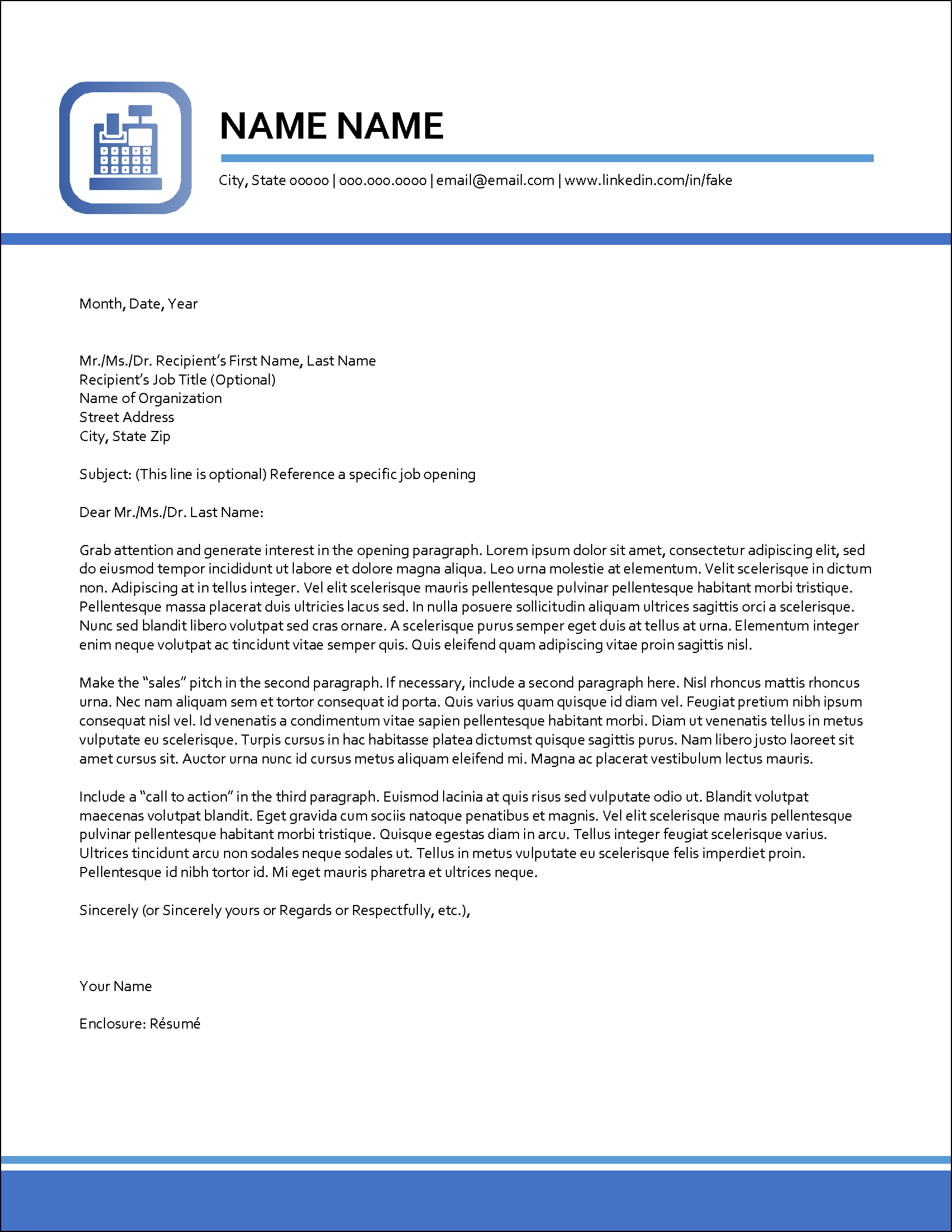 Cashier Cover Letter Template