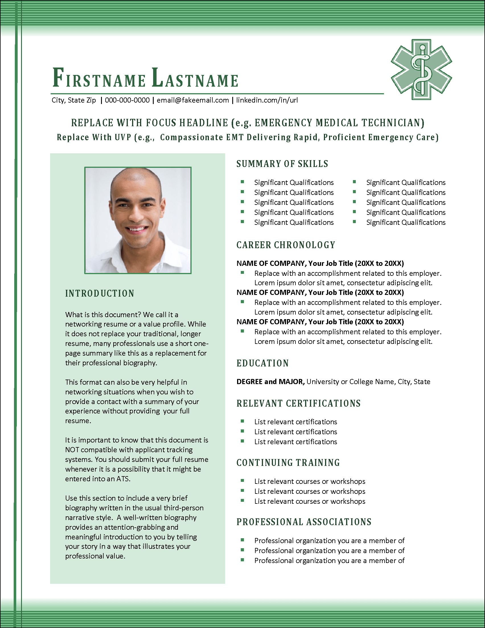 EMT Networking Resume