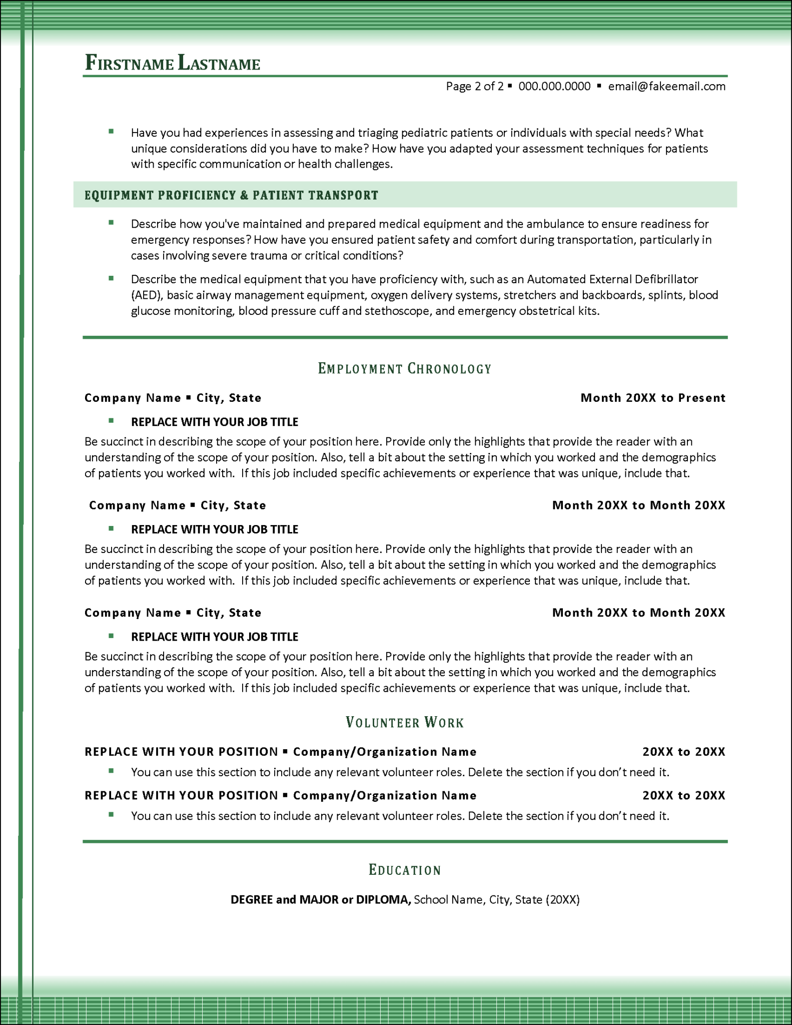 Specialized EMT Resume Template - Swift EMT Resume Page 2 1583x2048