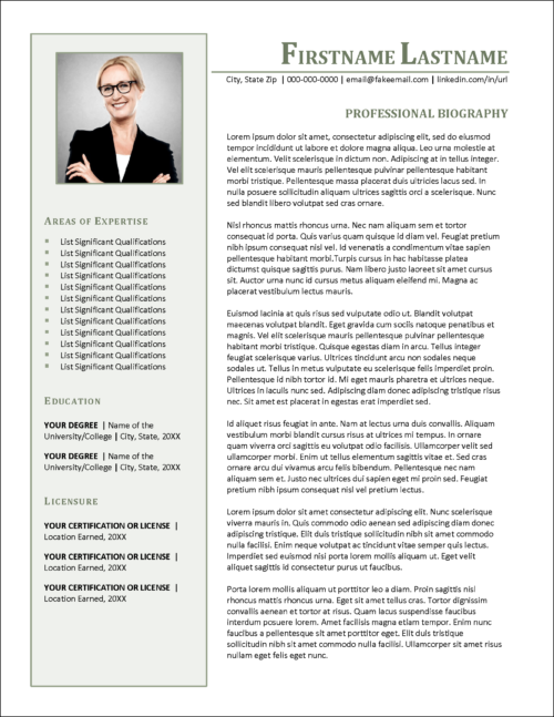 Physician CV Biography Template