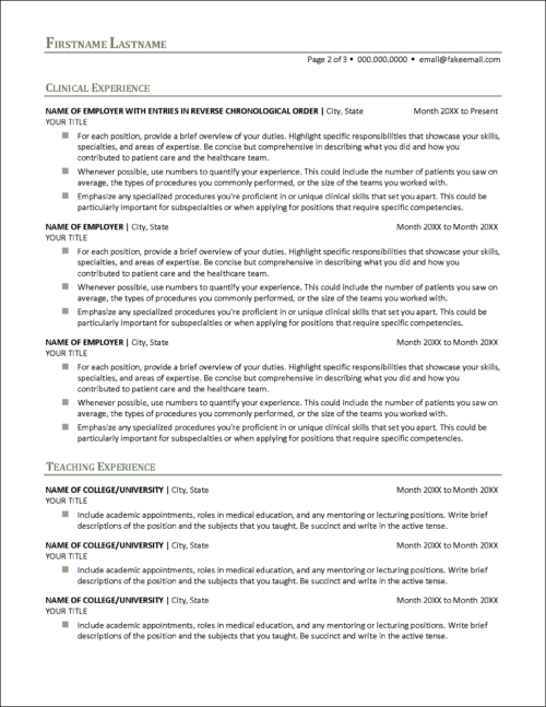 Pro Physician CV Page 2