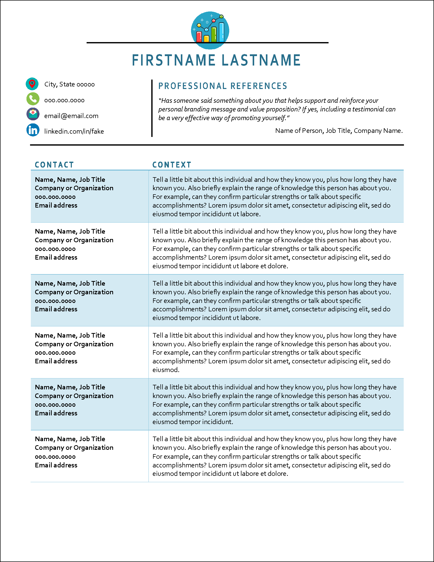 Sales Job References Template