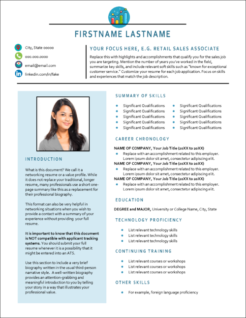 Sales Networking Resume Template