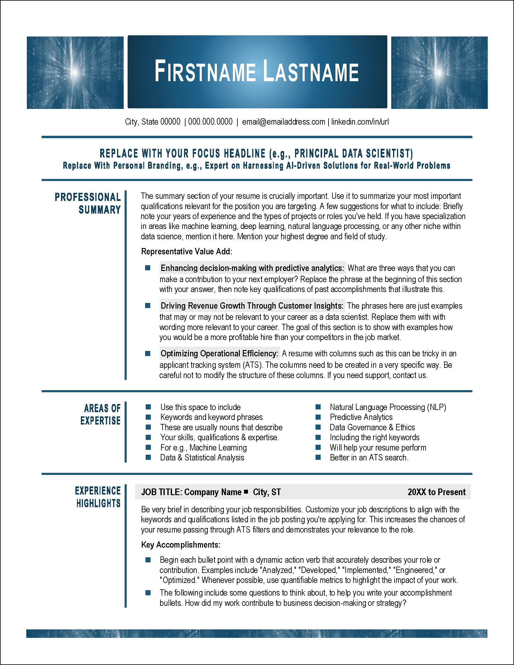 Data Scientist Resume Template for Word | Distinctive Templates