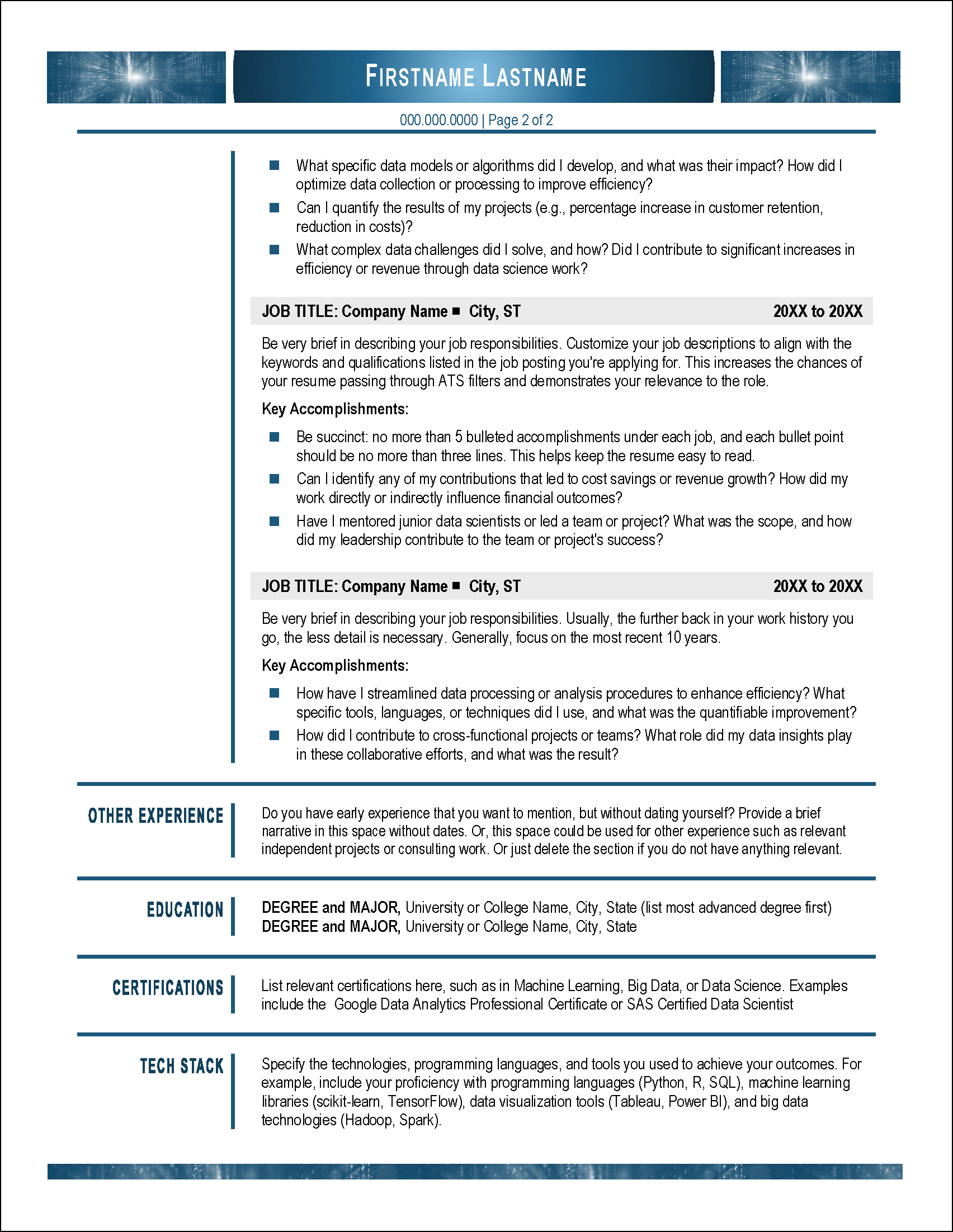Data Scientist Resume Page 2