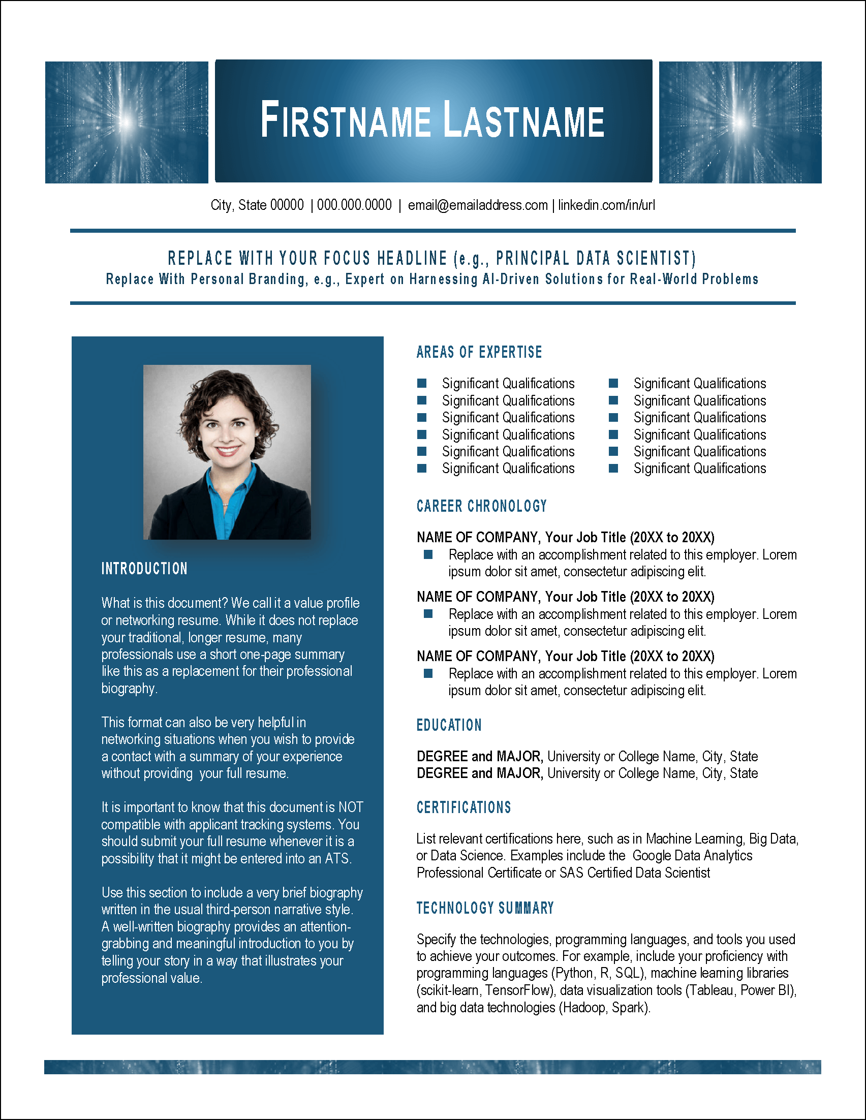 Data Scientist Networking Resume Template