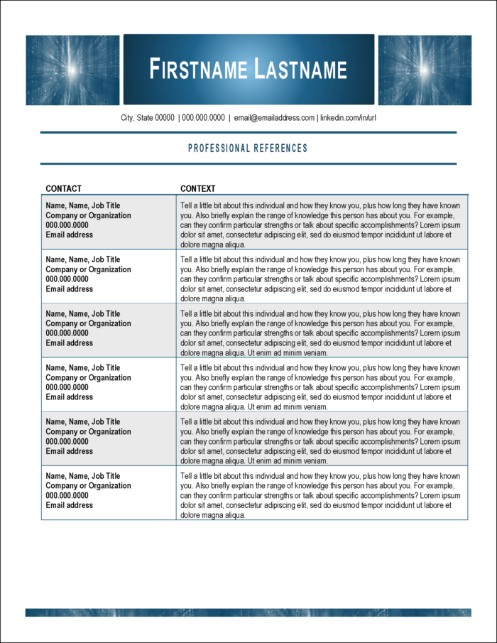 Data Scientist Professional References Template