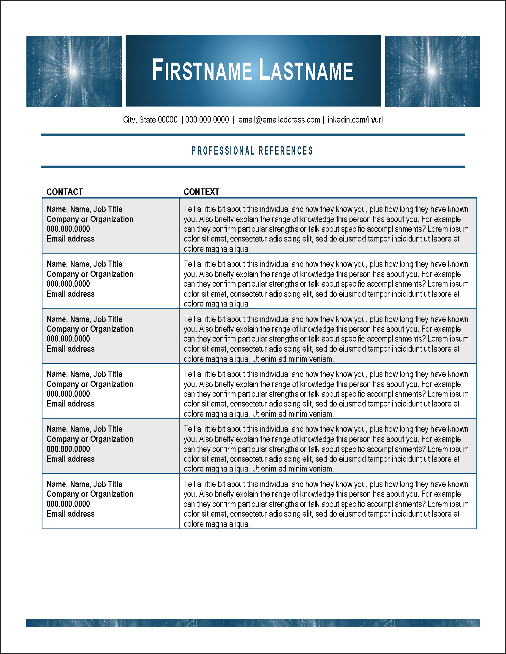 Data Scientist Professional References Template