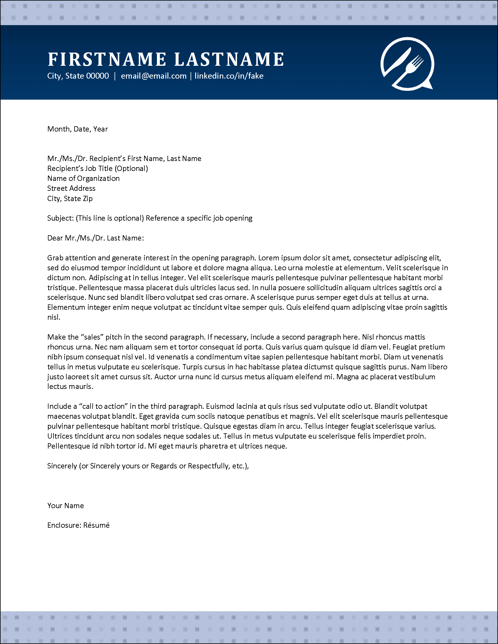 Restaurant Manager Cover Letter Template