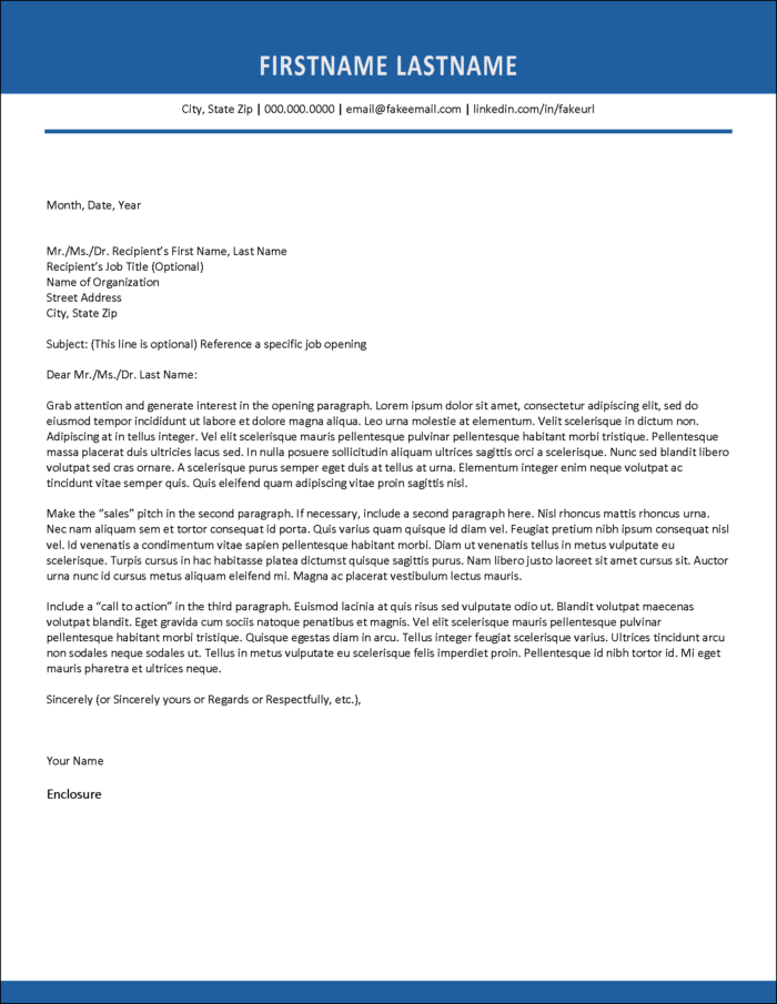 Internship Cover Letter Template
