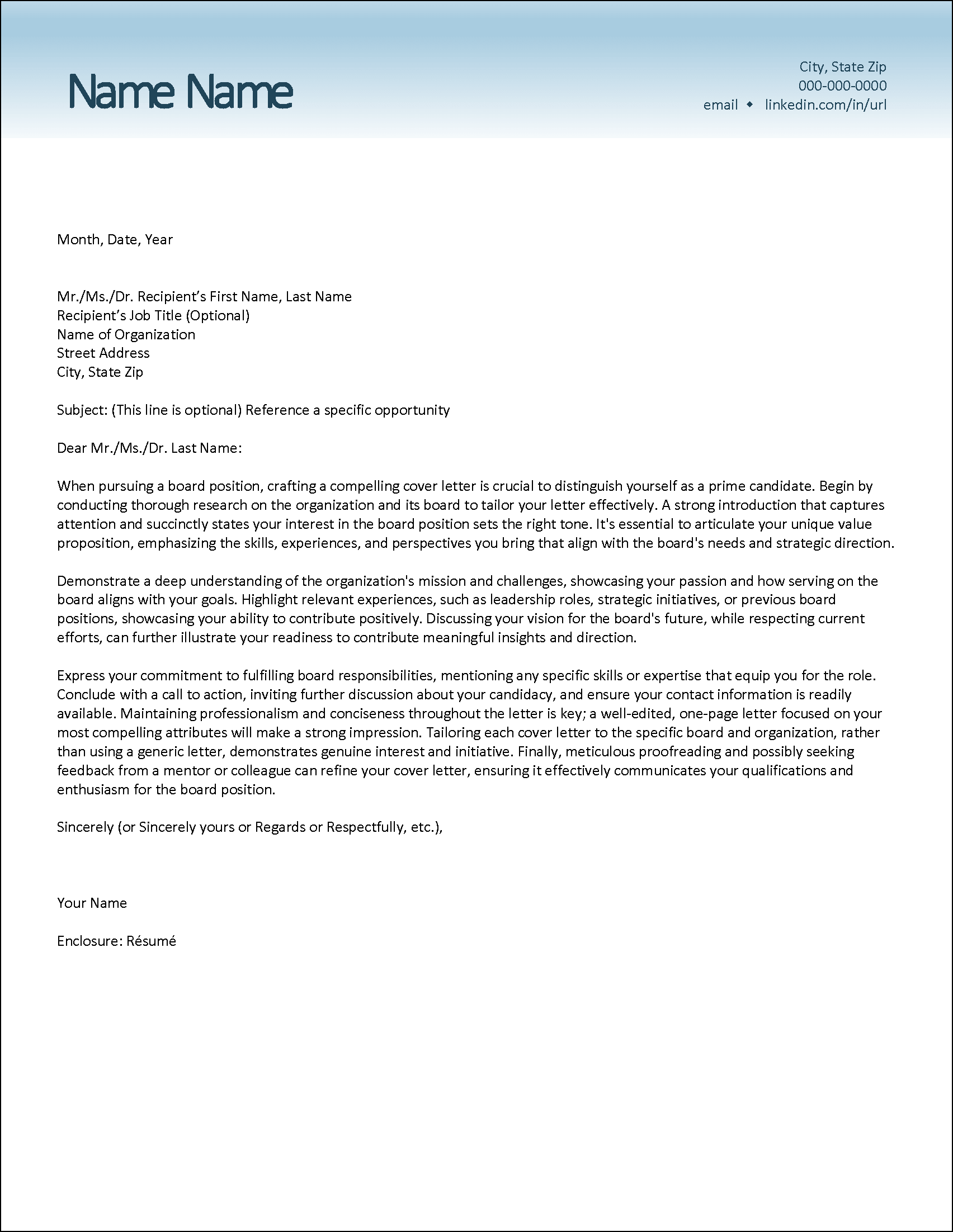 Board Pro Cover Letter