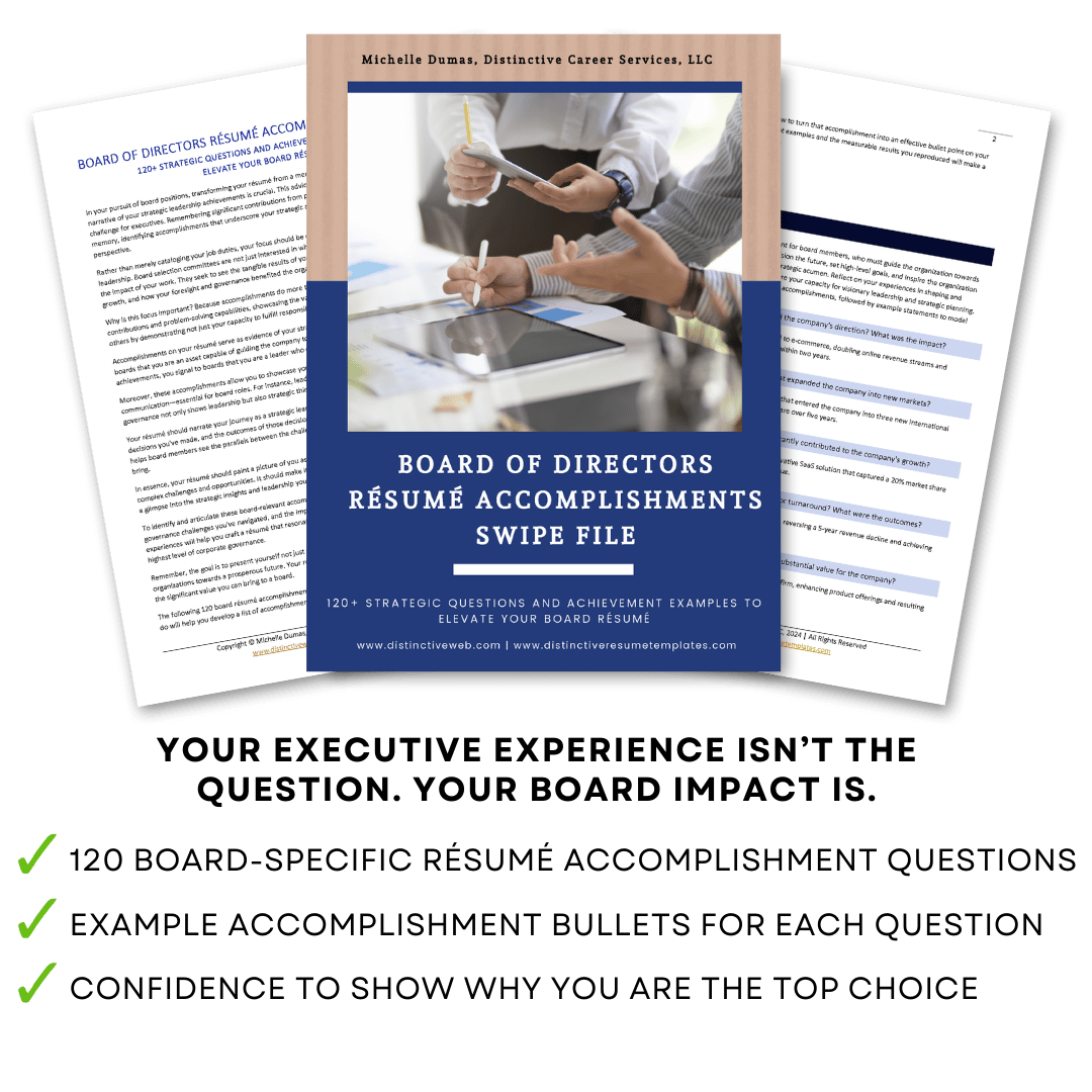 Inside the Board Resume Accomplishments Impact Guide