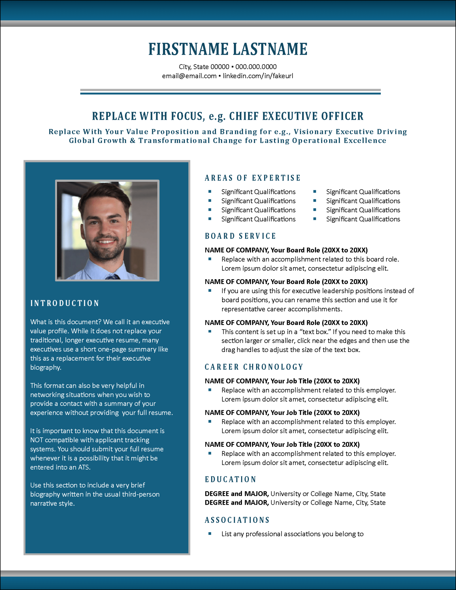 Photo inspiration: Classic Executive Profile Bio References Cover Letter Templates Photo Inspiration
