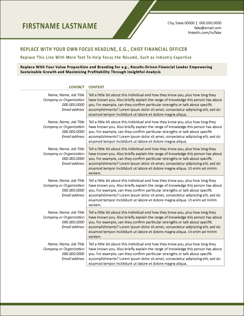 Executive Toolkit: Bio, Value Profile, References & Cover Letter Templates