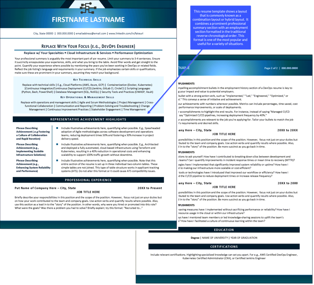 How To Choose the Best Resume Layout - Example Combination Layout Resume 1200x1088
