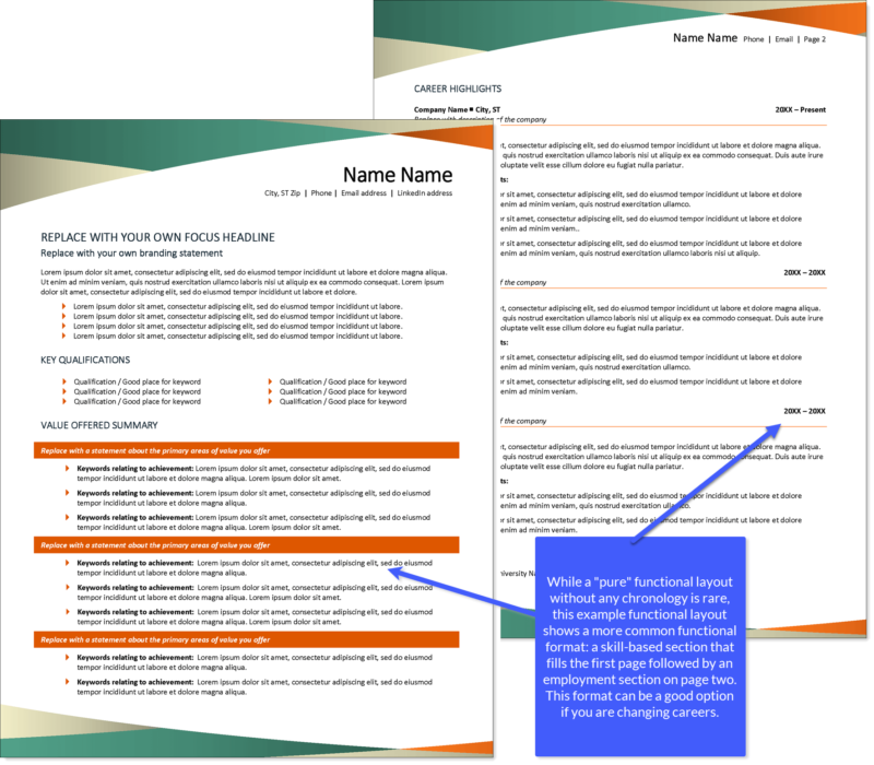 How To Choose the Best Resume Layout - Example Functional Layout Resume 800x700