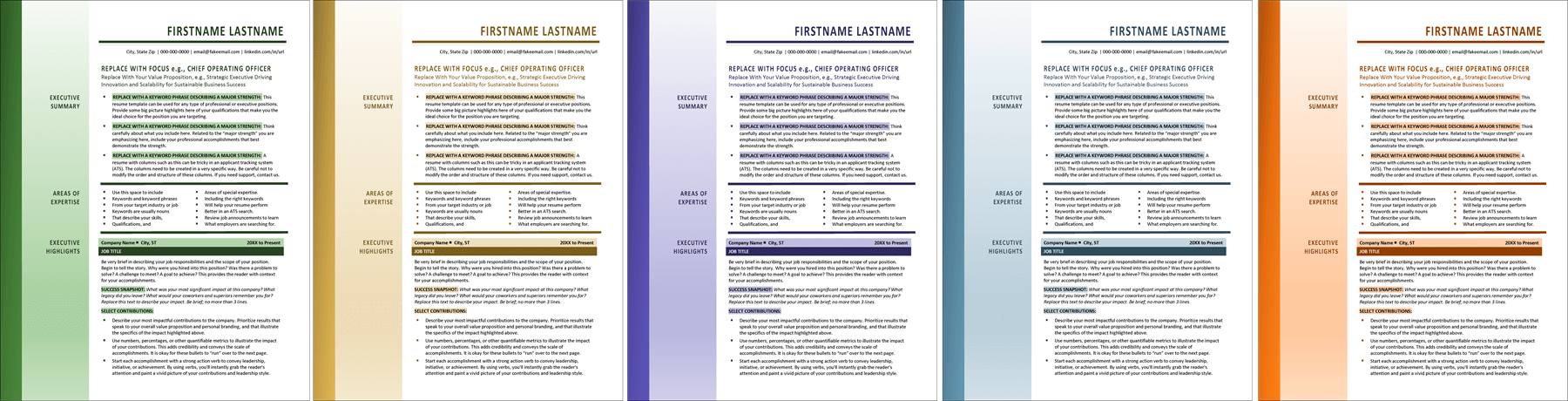 Standout Executive Resume Color Schemes