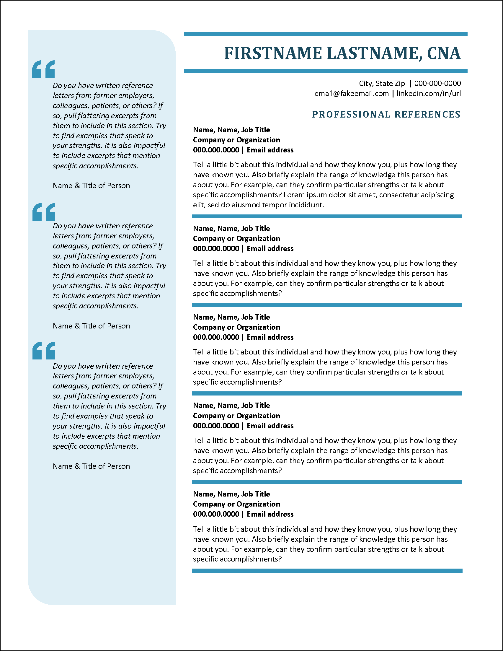 CNA Ready References