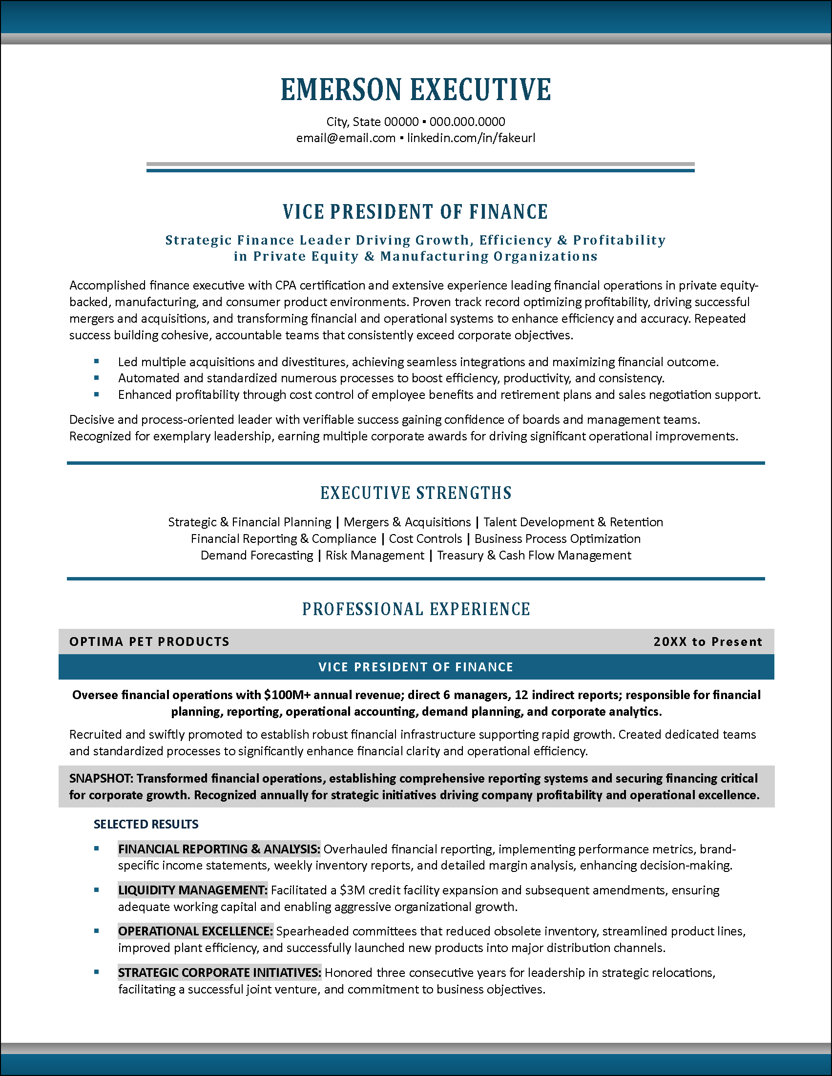 Classic Executive Resume Example Redesigned