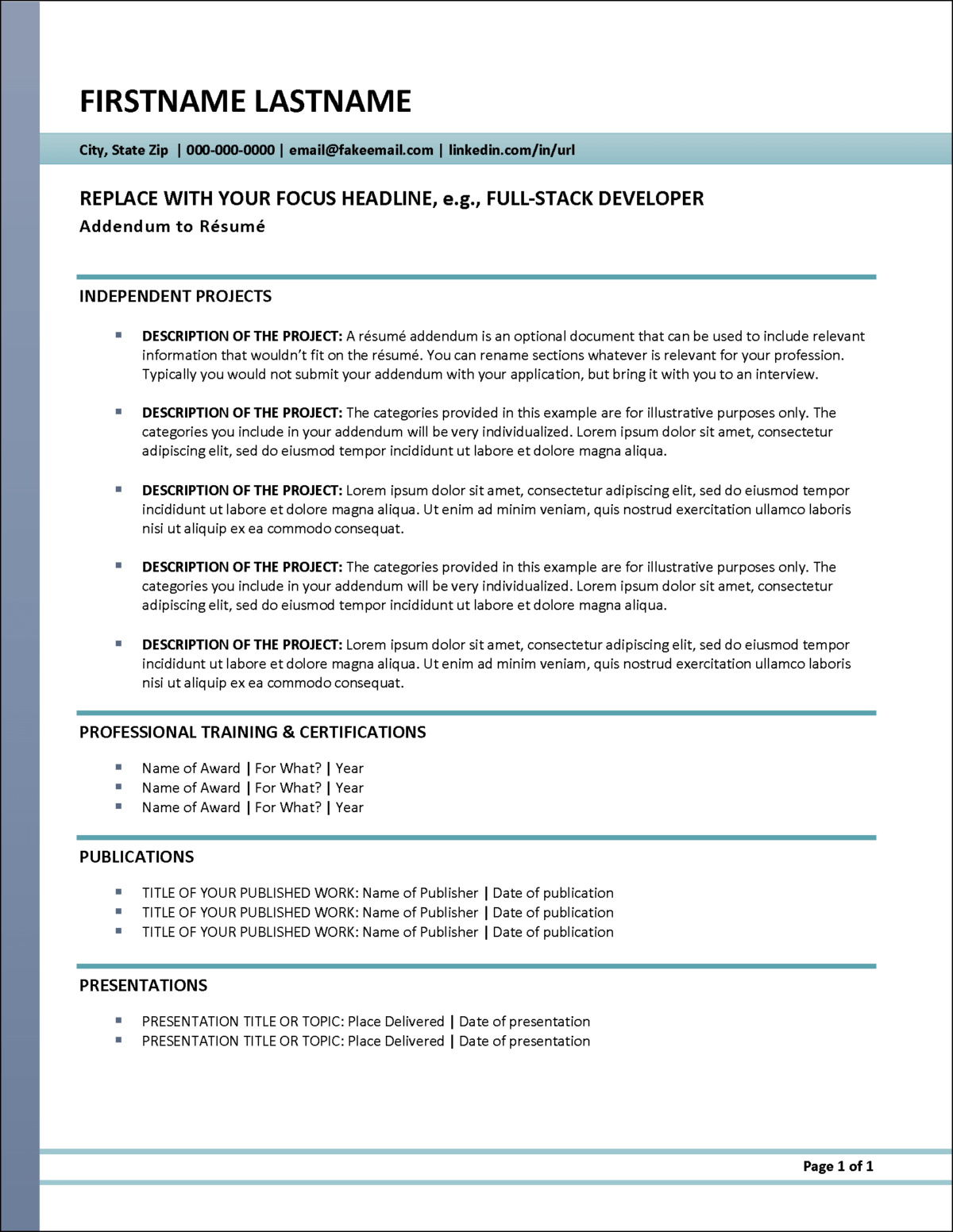 Full-Stack Developer Resume Template | Modern & ATS-Friendly