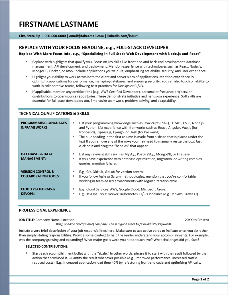 Developer Bio, Project List, References & Cover Letter Templates Set