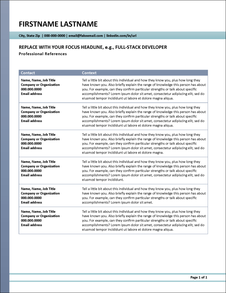 Developer Bio, Project List, References & Cover Letter Templates Set
