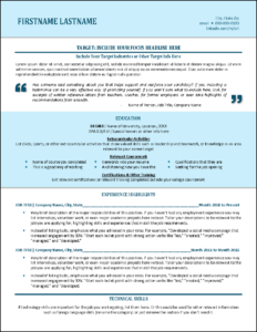 FirstPlacement Resume