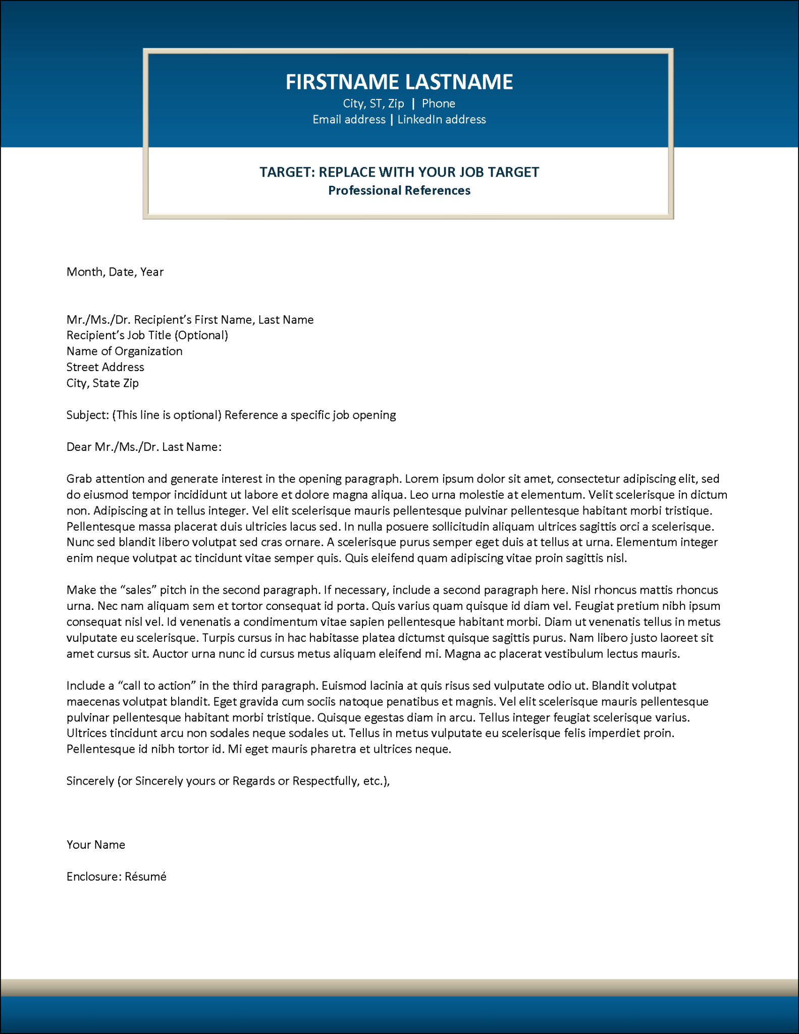 College Graduate Addendum, Bio, References & Cover Letter Templates