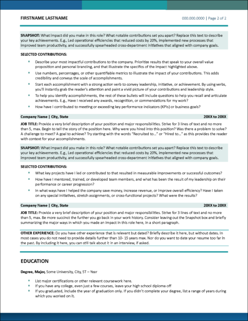 Ambition Awaits Resume Page 2