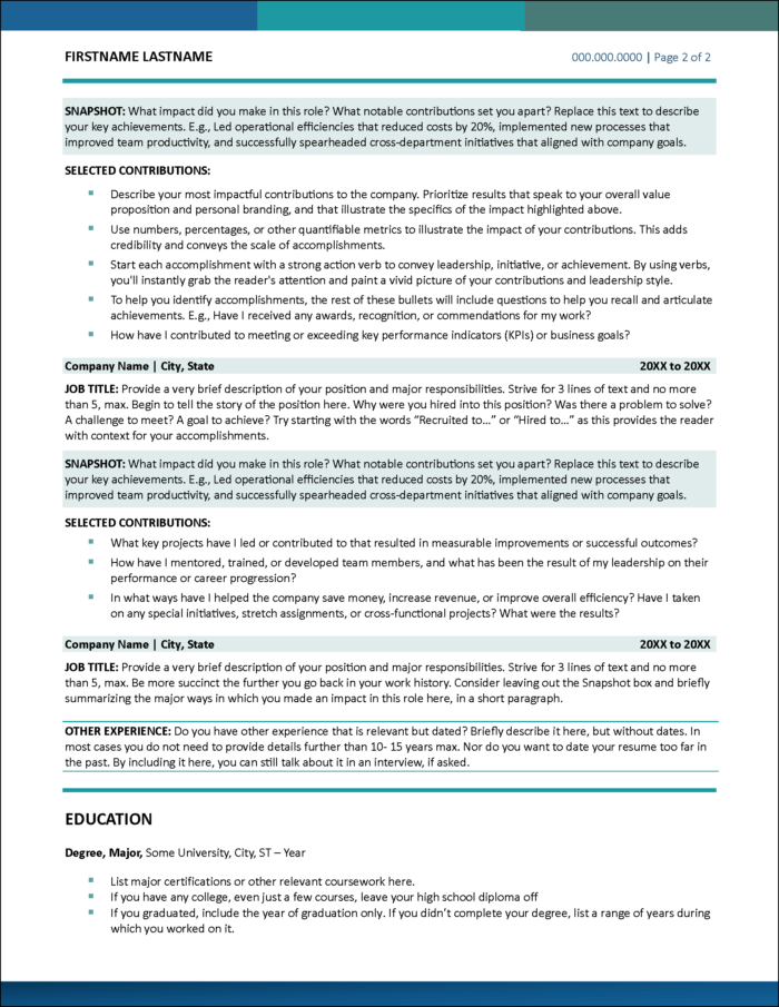 Ambition Awaits Resume Page 2