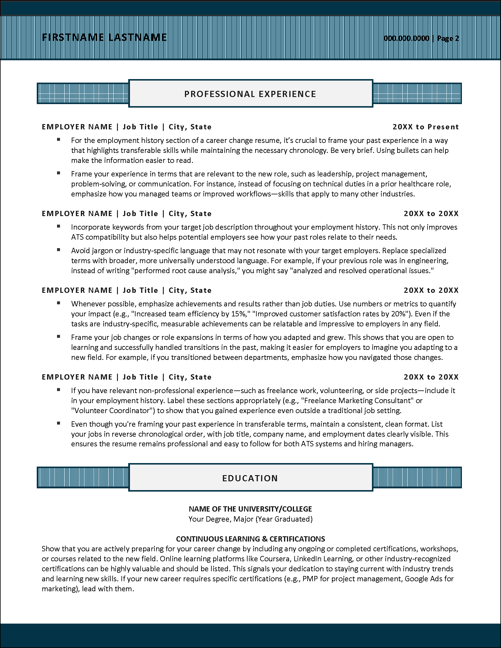 Career Reboot Resume Page 2
