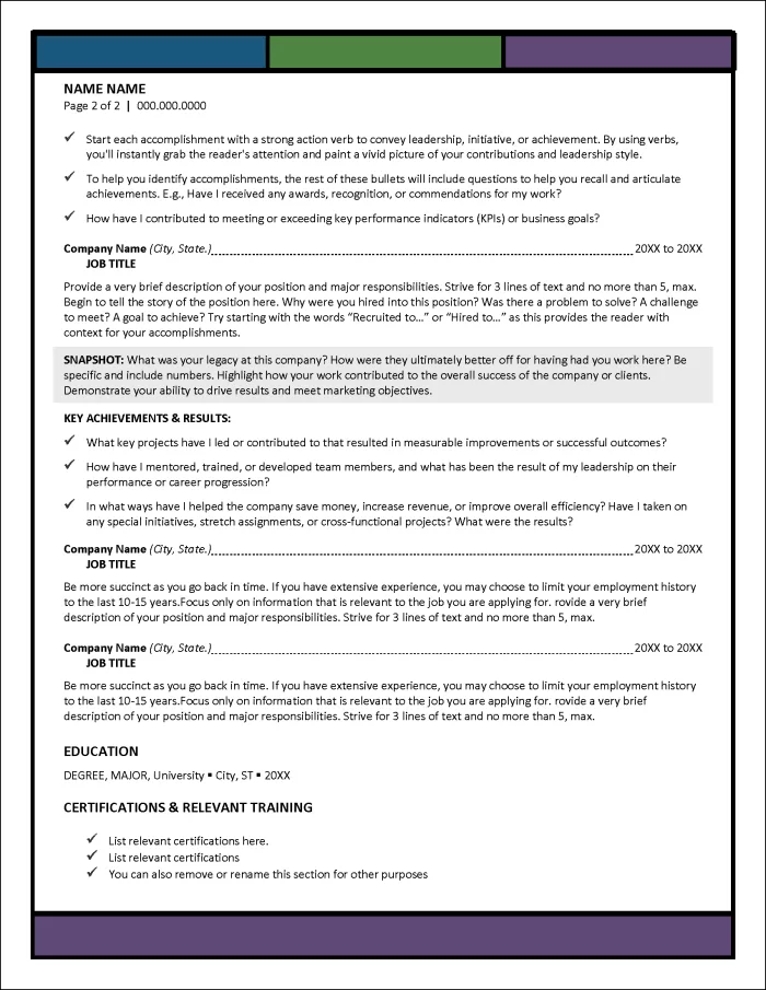 Step Up Resume Page 2
