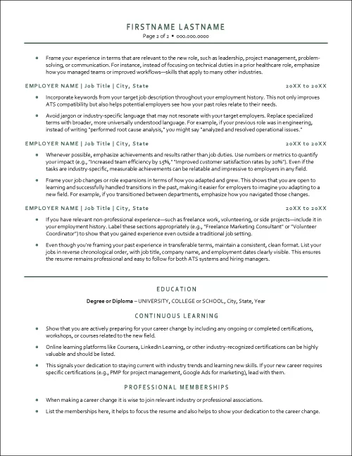 New Leaf Resume Page 2