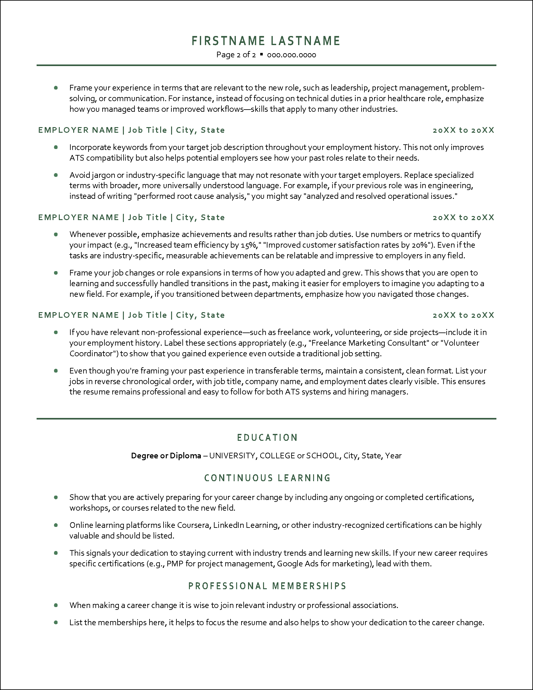 New Leaf Resume Page 2