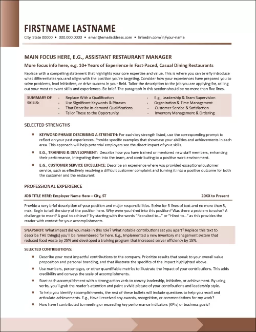 Next Level Resume Page 1