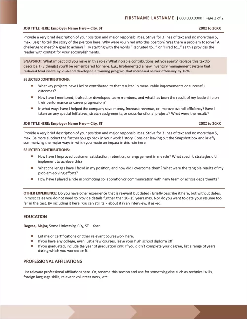 Next Level Resume Page 2