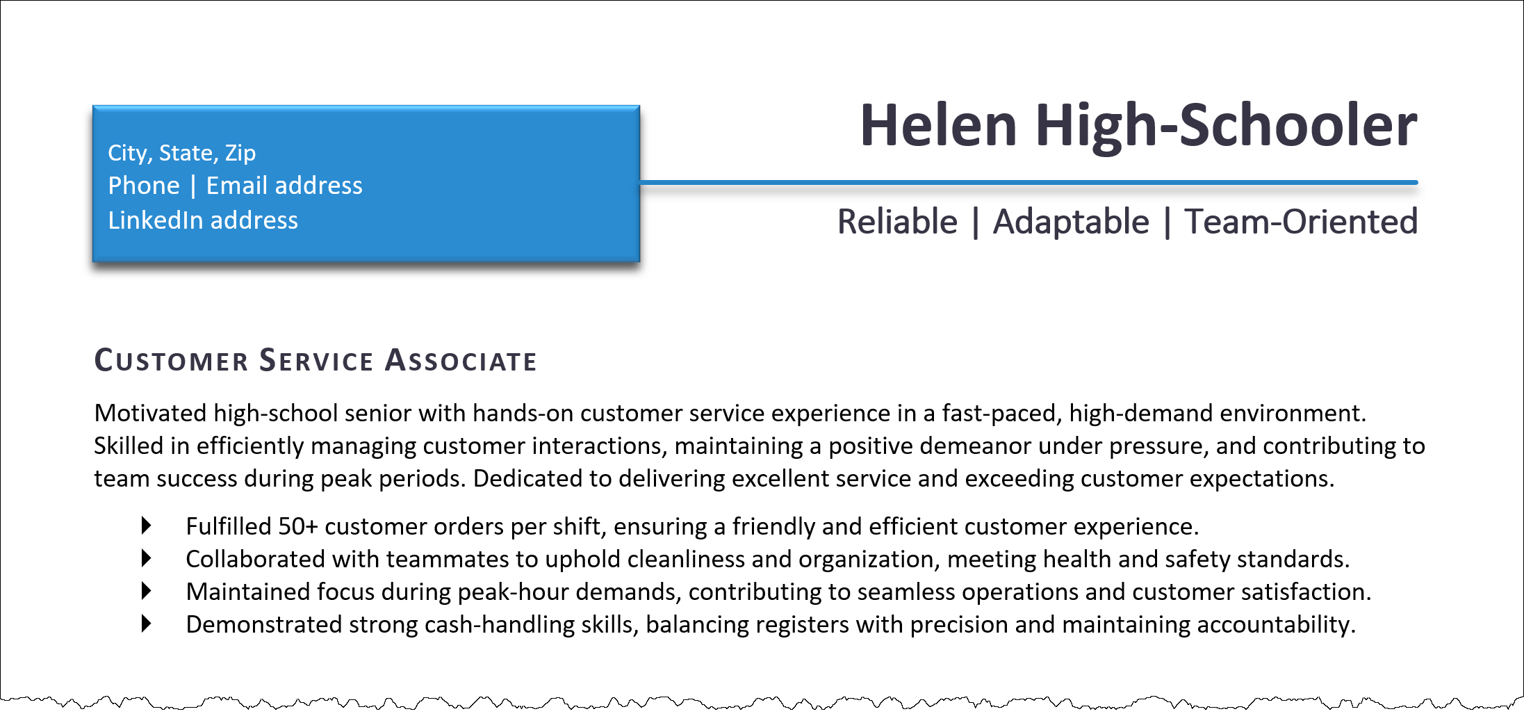 Example Resume Summary for High School Student Example Resume Summary for High School Student