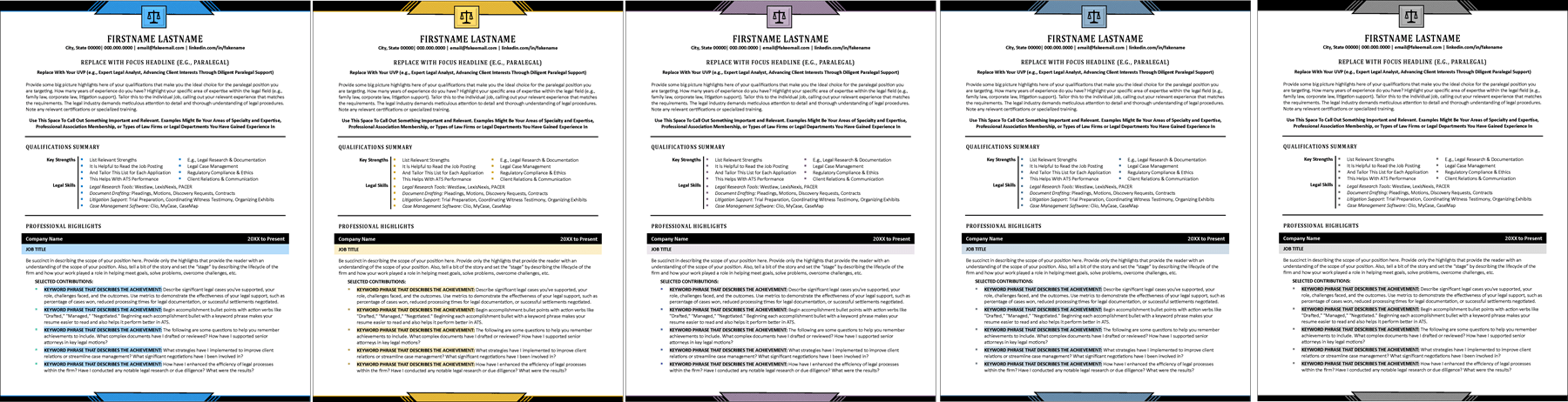 Paralegal Pro Resume Colors