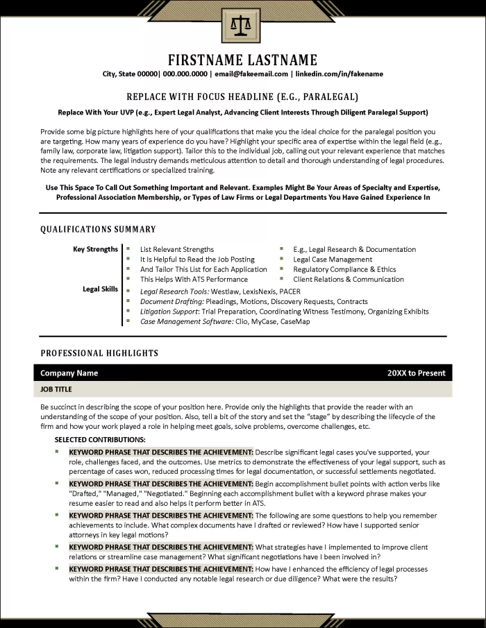Paralegal Pro Resume Page 1