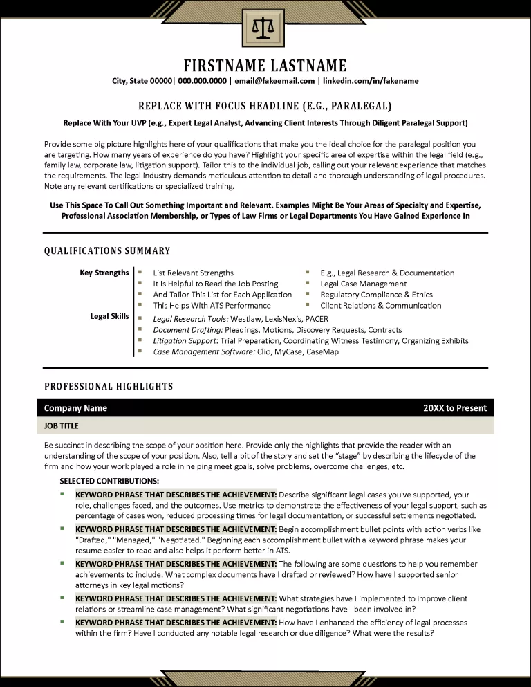 Paralegal Pro Resume Page 1