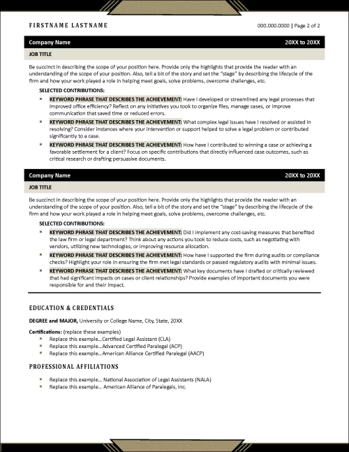 Paralegal Pro Resume Page 2