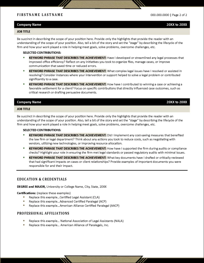 Paralegal Pro Resume Page 2