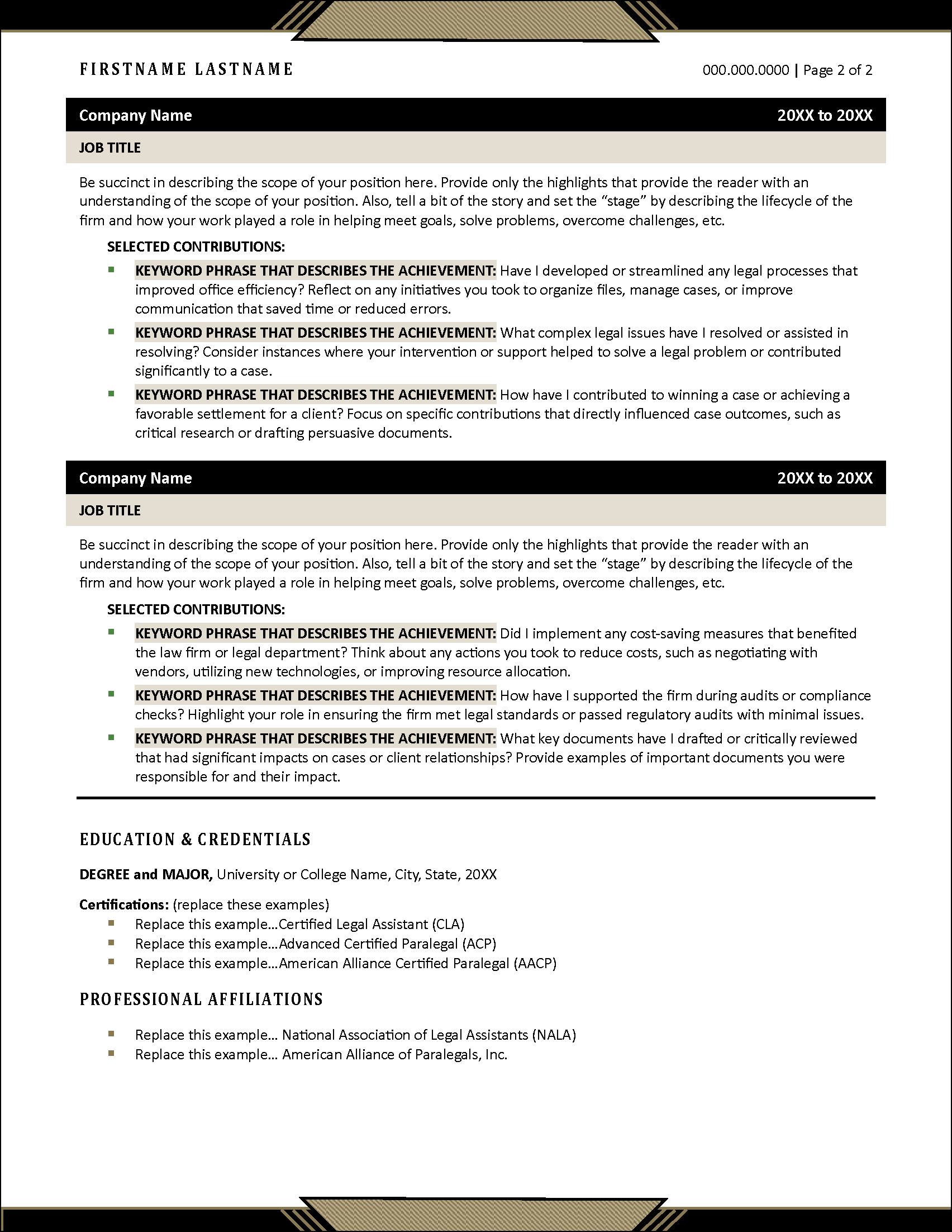 Paralegal Pro Resume Page 2