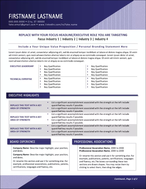 Pinnacle C level Executive Resume Page 1